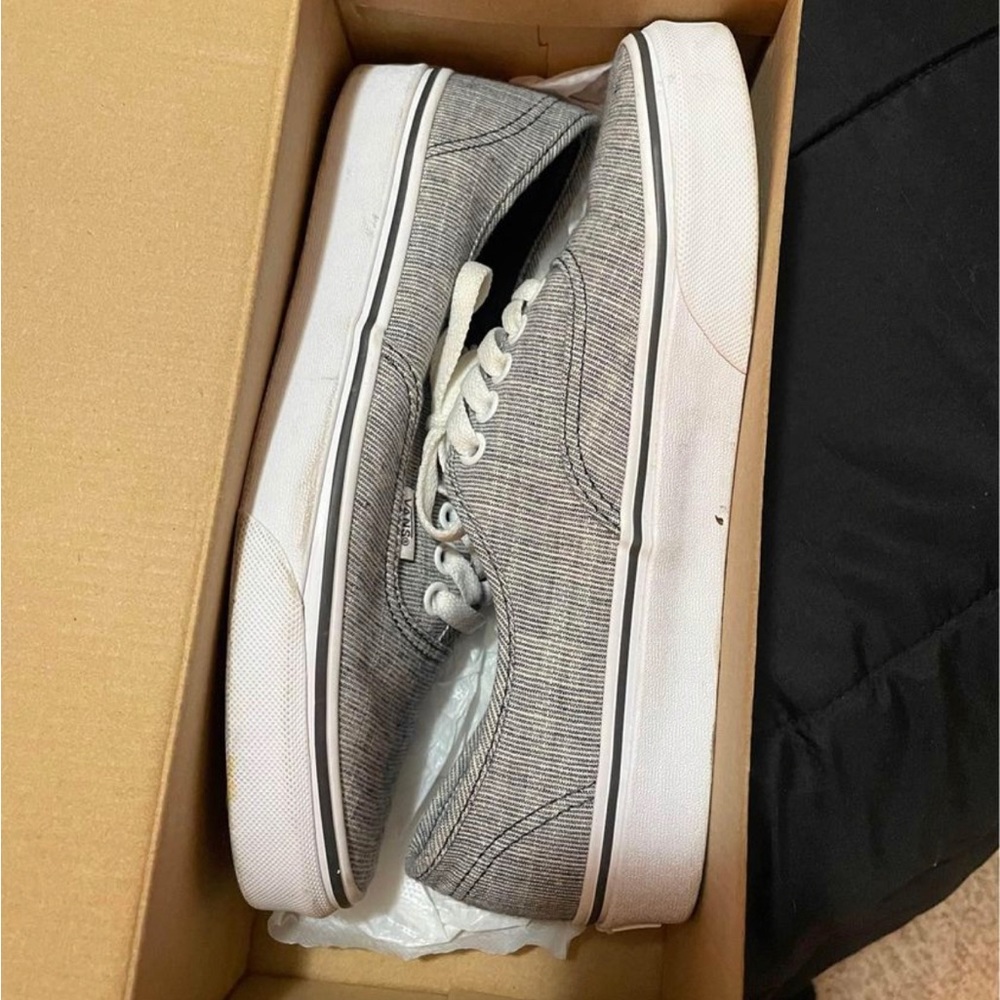 Authentic style black and white striped vans women’s size 8.5